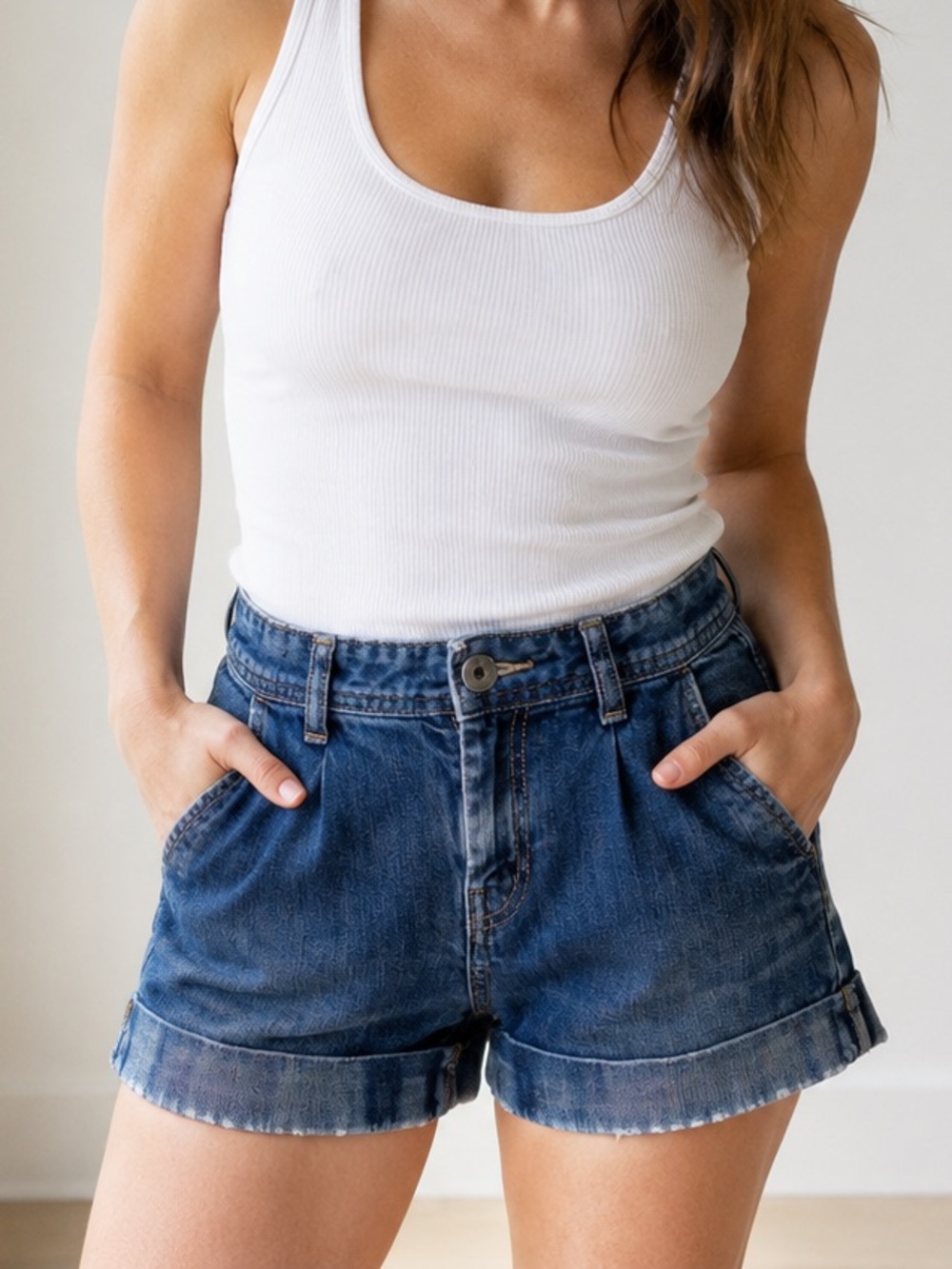 Banana Republic Dark Wash Cuffed Stretch Denim Shorts 10 34
